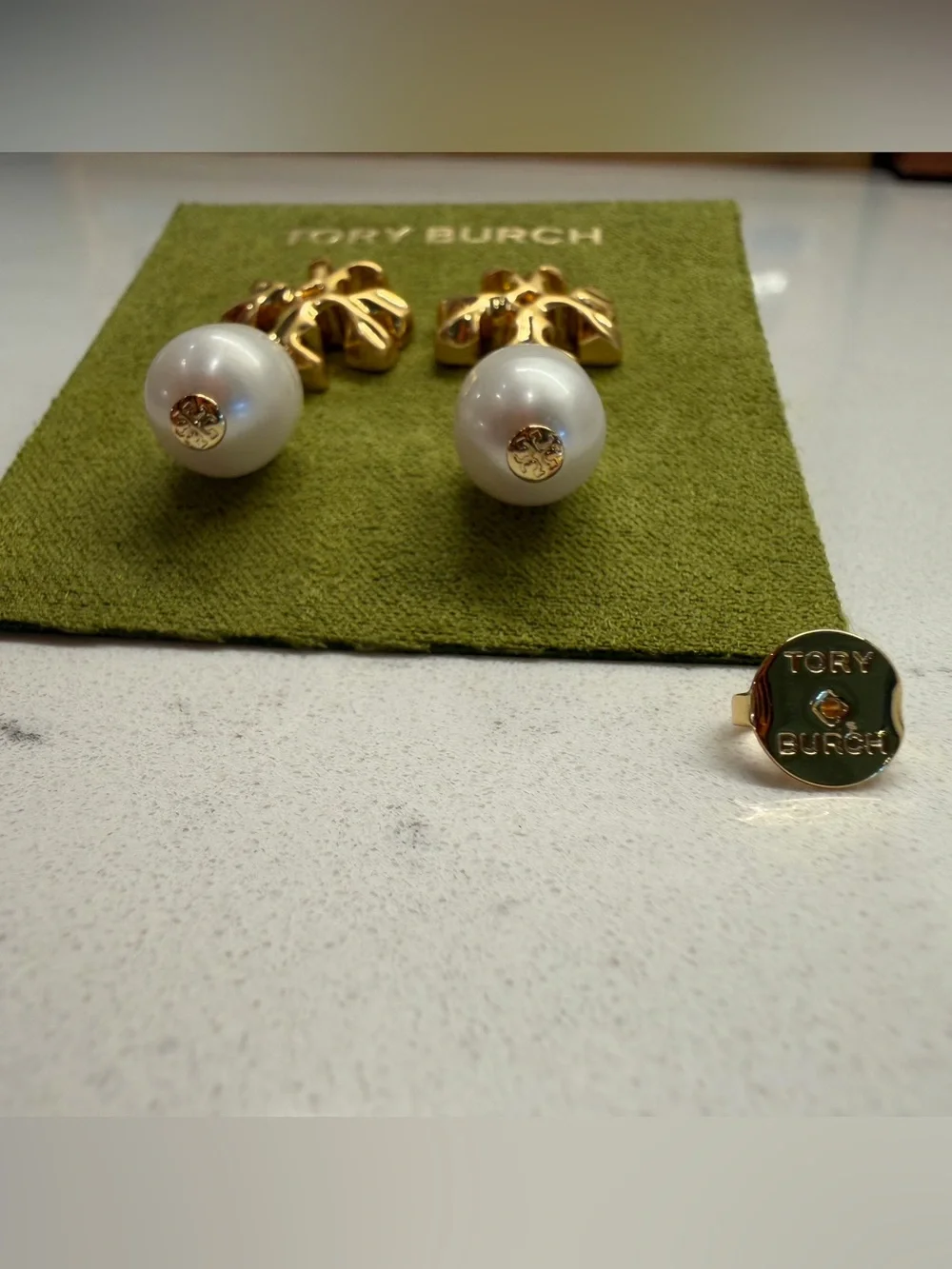 Tory Burch Gold Pearl Drop Earrings